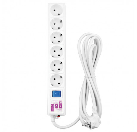 Сетевой фильтр Power Cube 5,0 м 6 розеток (белый) 16А/3,5кВт Power Cube - krselo-experts.ru – фото 1