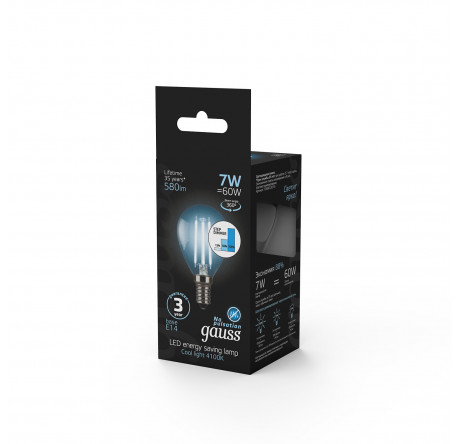 Gauss LED Filament Шар E14 7W 580lm 4100K 1/10/50 105801207 Ламп GAUSS - krselo-experts.ru – фото 1