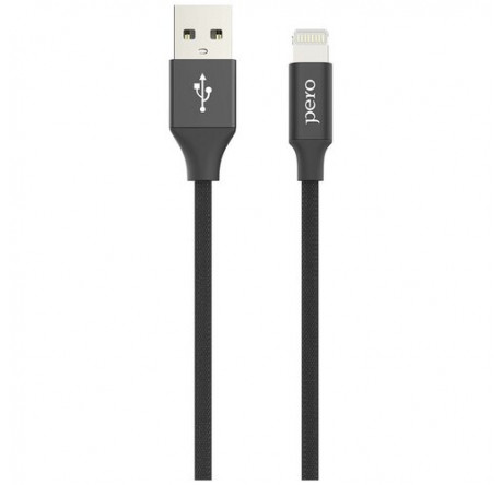 PERO DC-03 8-pin Lightning, 2А, 2м, черный Дата-кабель  PERO - krselo-experts.ru – фото 1