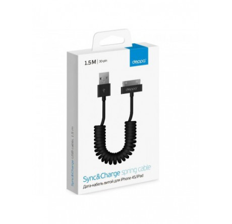 Deppa USB - Apple 30-pin 1.5m черный (72119) Кабель DEPPA - krselo-experts.ru – фото 1