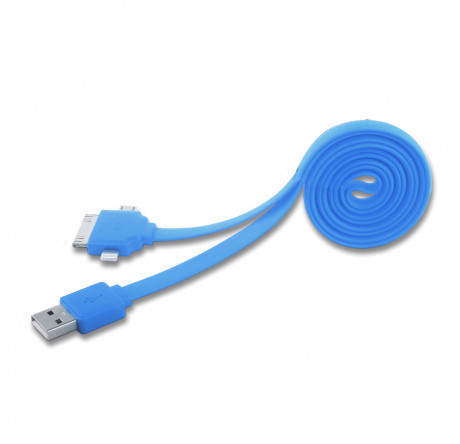 Harper CCH-401 blue Кабель USB на 3: microUSB + 30pin + Lightning; 0,3 м HARPER - krselo-experts.ru – фото 1