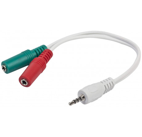 Gembird CCA-417W, джек3.5 4pin->джек3.5 стерео + 3.5 микрофон моно, длина 20см, белый	 Кабель  GEMBIRD - krselo-experts.ru – фото 1