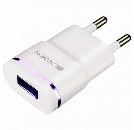 Canyon Universal 1xUSB AC charger (in wall) with over-voltage protection, plus light Адаптер питания CANYON - krselo-experts.ru – фото 1