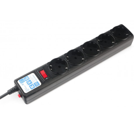 Сетефой фильтр Power Cube SPG5-10M 10 м 5 розеток черный графит  Power Cube - krselo-experts.ru – фото 1