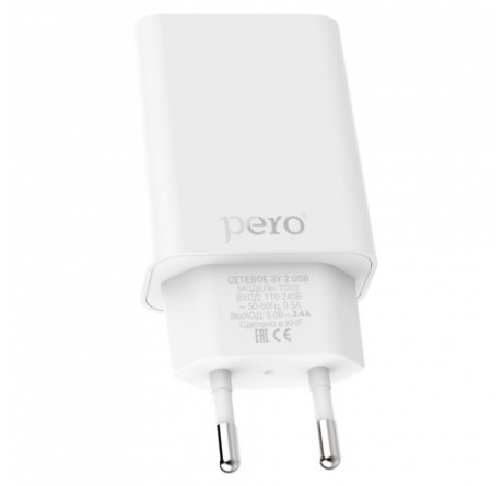 PERO TC02 2USB 2.1A белый СЗУ  PERO - krselo-experts.ru – фото 1