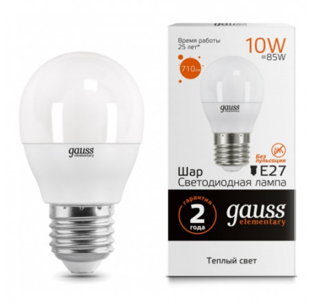 GAUSS LED ELEMENTARY ШАР 10W E27 GAUSS - krselo-experts.ru – фото 1