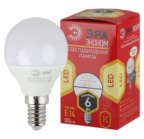 ECO LED P45-6W-827-E14 ЭРА ЭРА - krselo-experts.ru – фото 1
