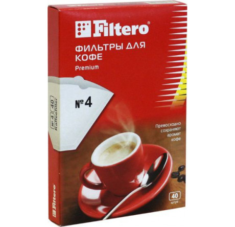 Фильтры для кофе Filtero №4/40, белые Filtero - krselo-experts.ru – фото 1